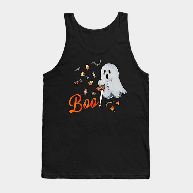 Trick or Treat Ghost Tank Top by superdupertees